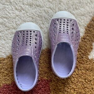 Native purple sparkle water shoes size C6